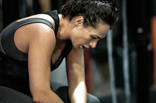 Woman tired from the training