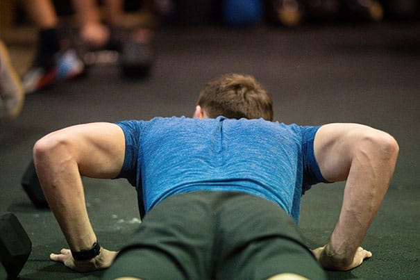 Young man doing pushups